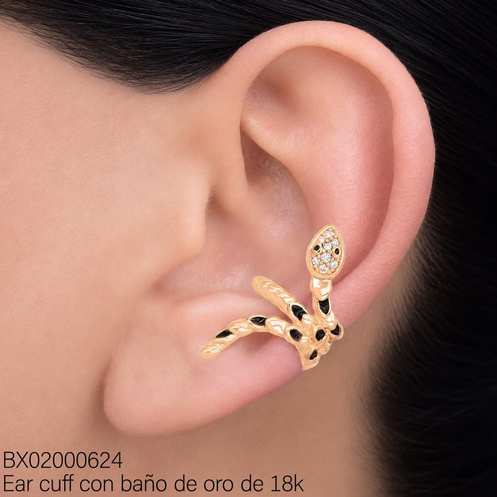 EAR CUFF SERPIENTE ZIRCONIA CRISTAL/PUNTOS NEGRO (X.JL) XUPING
