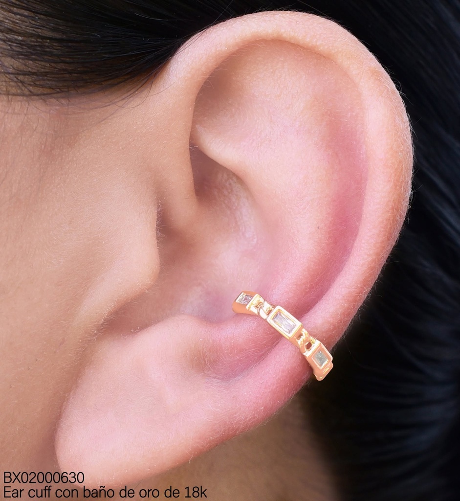 EAR CUFF 5 RECT. HORIZONTAL CRISTAL (X.JL) XUPING