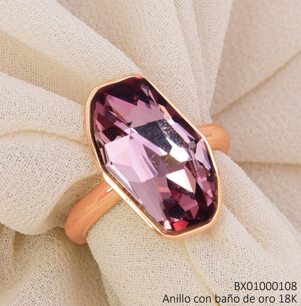 ANILLO BAÑO DE ORO 18K. XUPING OVALO IRREG.MORADP (X.JL)