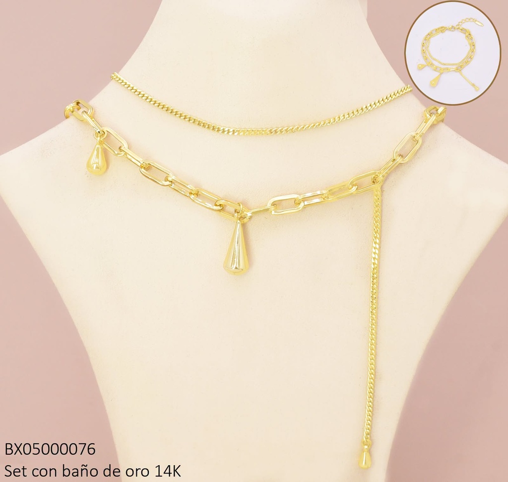SET CADENA-PULSERA DOBLE ESLAB. 20251027-4 (X.JL) XUPING