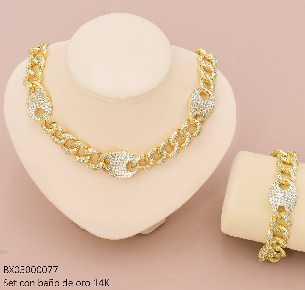 SET CADENA-PULSERA ESLAB.GR.C/ ZIRC.  (X.JL) XUPING