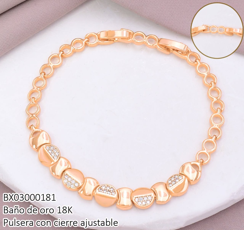 PULSERA CIRCULOS LISOS/ZIRC. (X.JL) XUPING