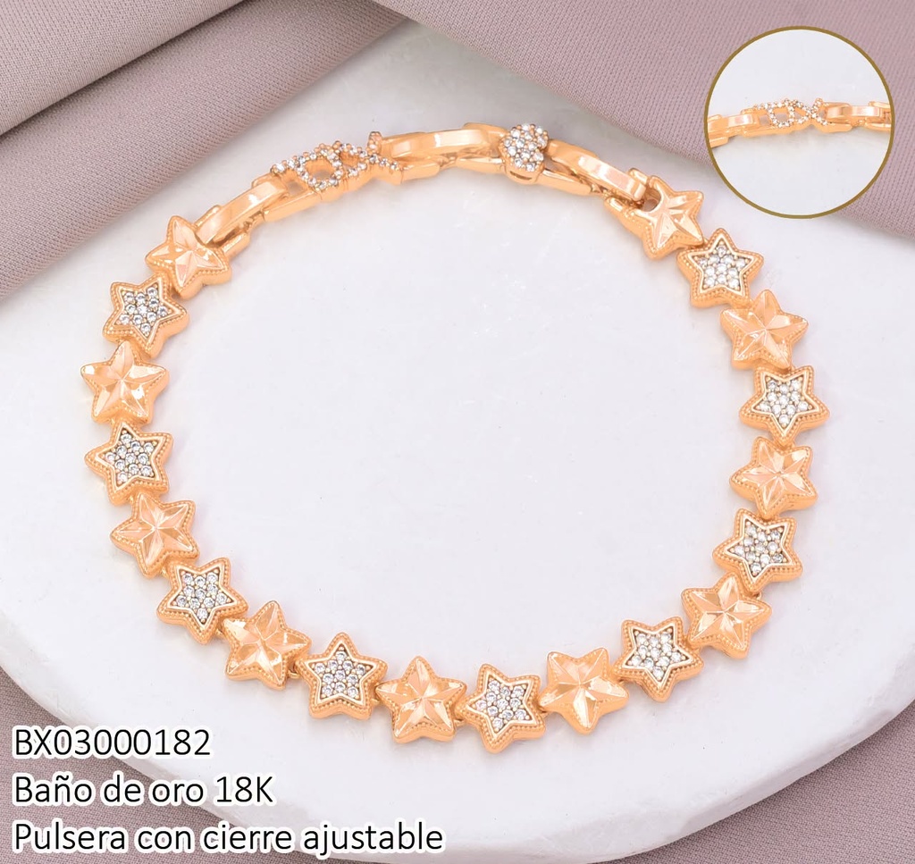 PULSERA ESTRELLAS LISAS/ZIRC.(X.JL) XUPING