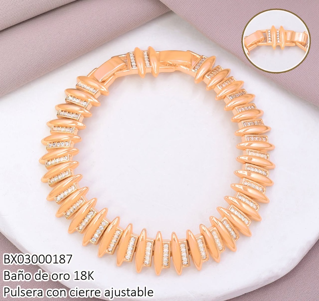 PULSERA OVALOS LISOS/RECT. ZIRC.(X.JL) XUPING