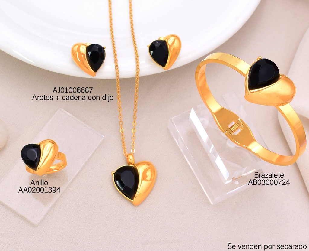 ANILLO CORAZON MITAD DOR./ MITAD NEGRO 12873AJIA-308