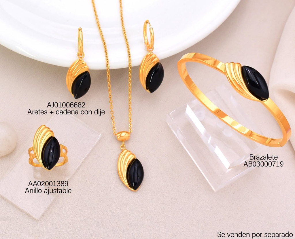 SET OVALO NEGRO/LINEAS DOR VERT. 12762AJIA-308
