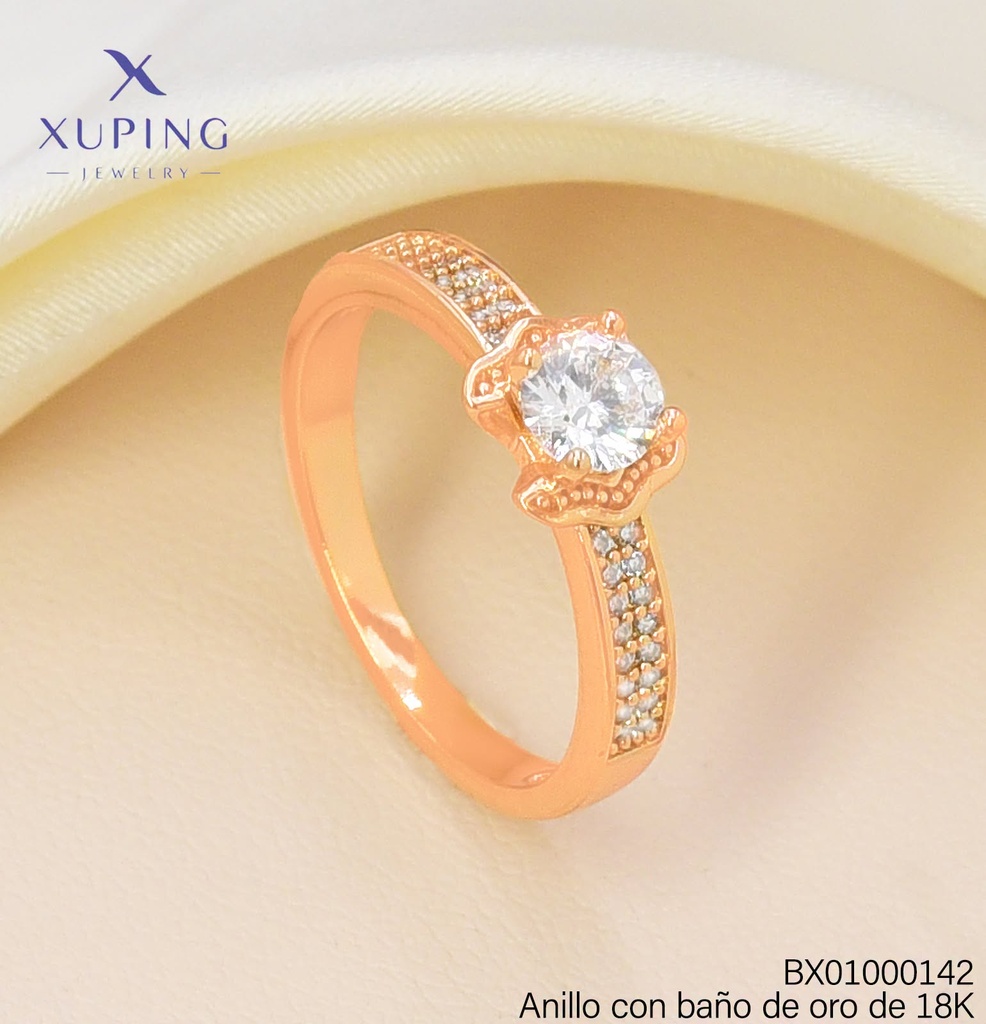 ANILLO BAÑO DE ORO 18K XUPING RD ZIRC. CRISTAL (X.JL)