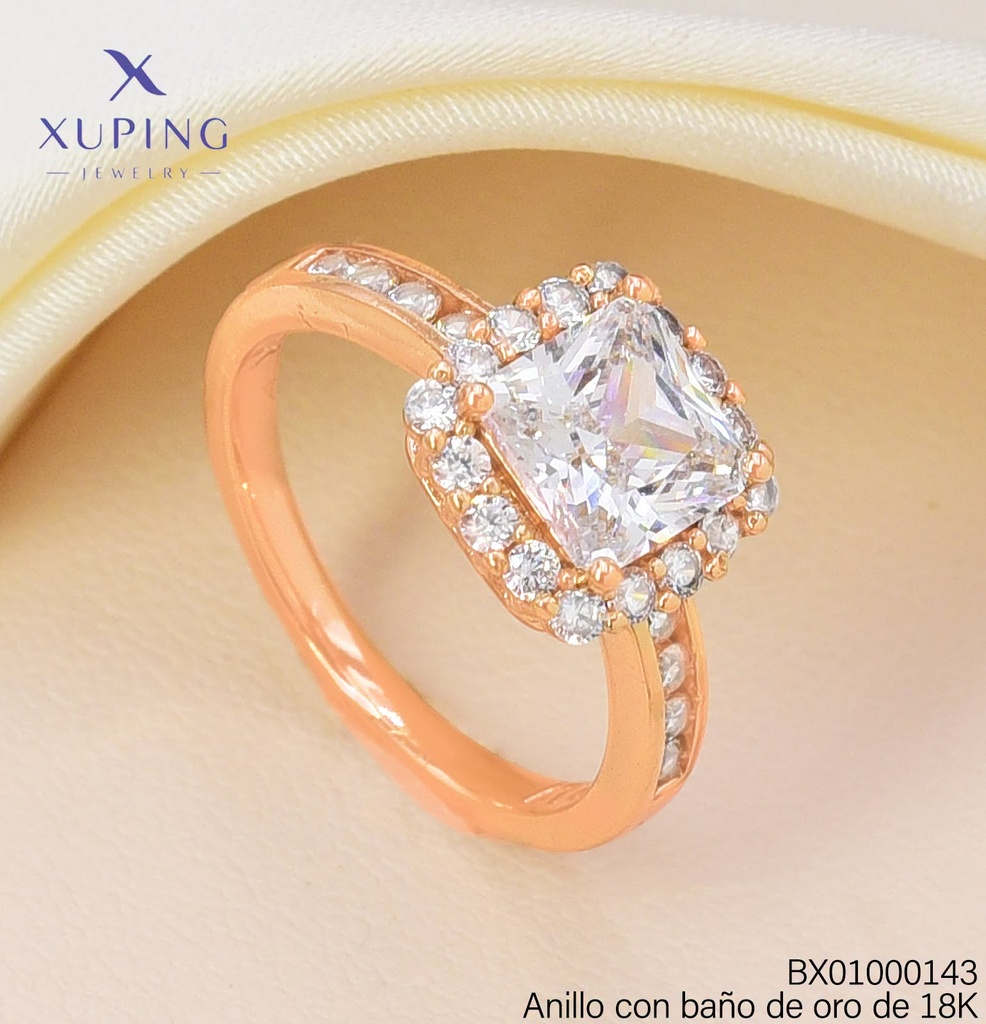ANILLO BAÑO DE ORO 18K XUPING CD/ZIRC. CRISTAL (X.JL)