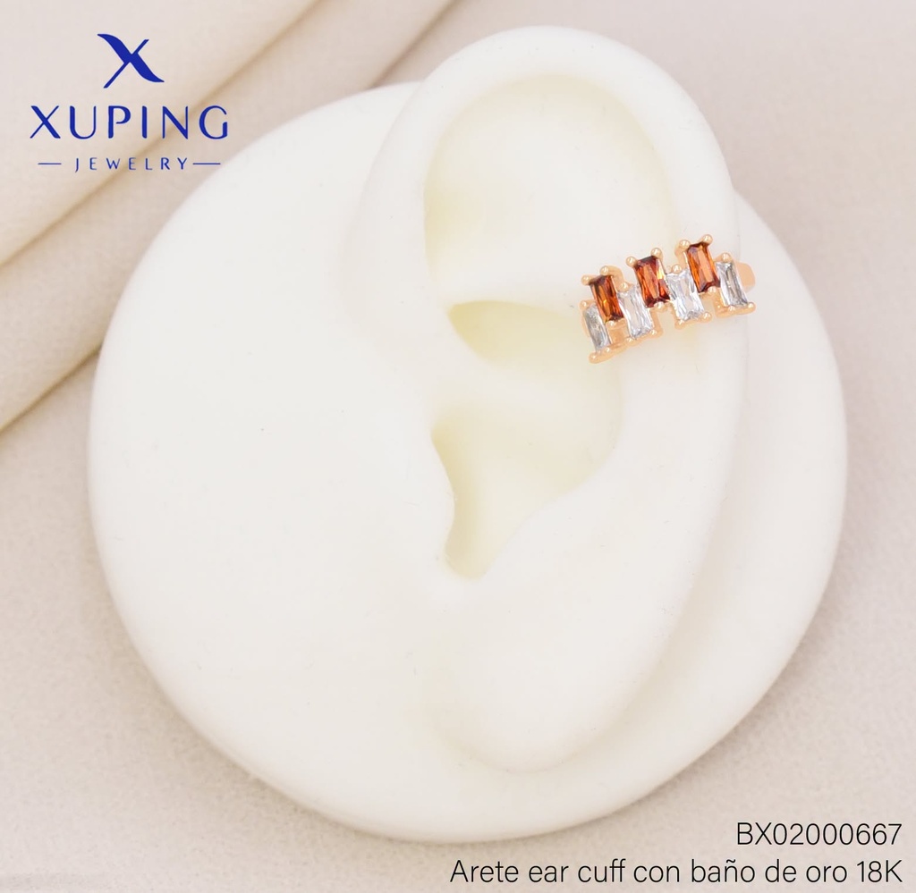 EAR CUFF ZIRCONIA VERTICAL CRISTAL-CAFE (X.JL) XUPING