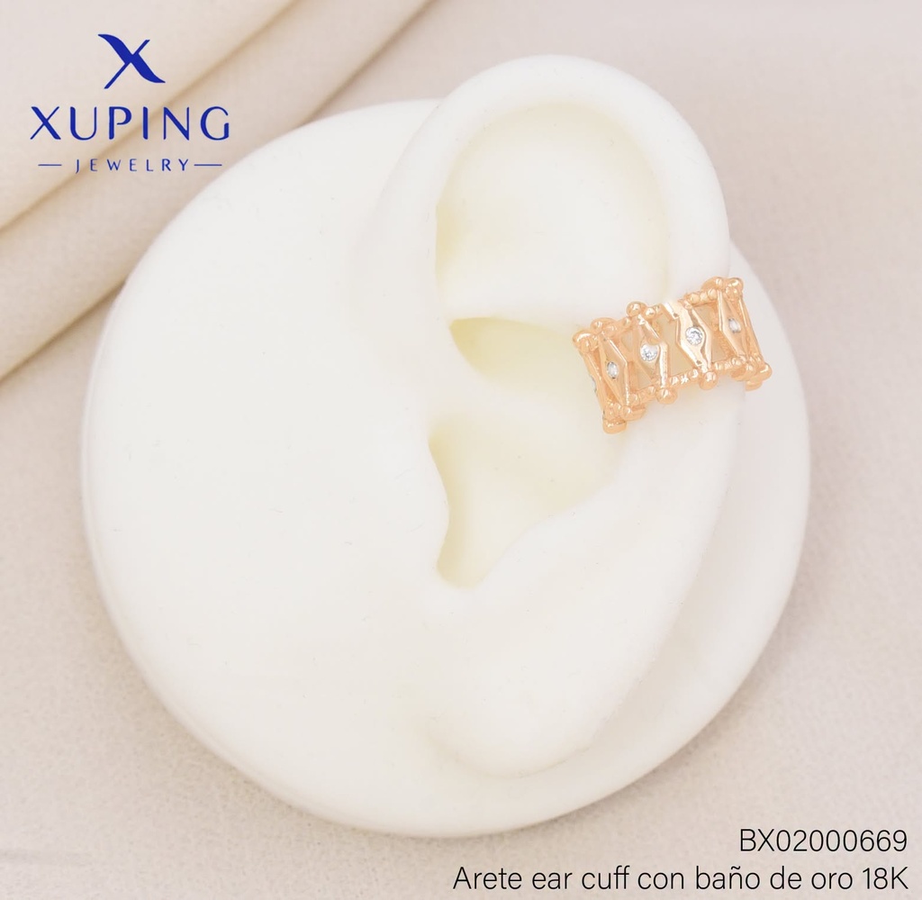 EAR CUFF ROMBOS GEOMÉTRICOS -ZIRCONIA CRISTAL (X.JL) XUPING