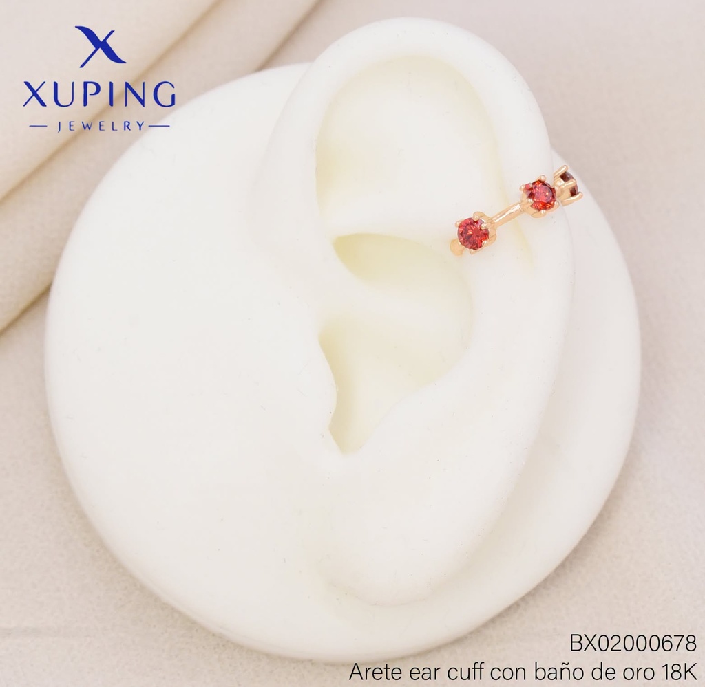 EAR CUFF 4 ZIRCONIA CRISTAL ROJO (X.JL) XUPING