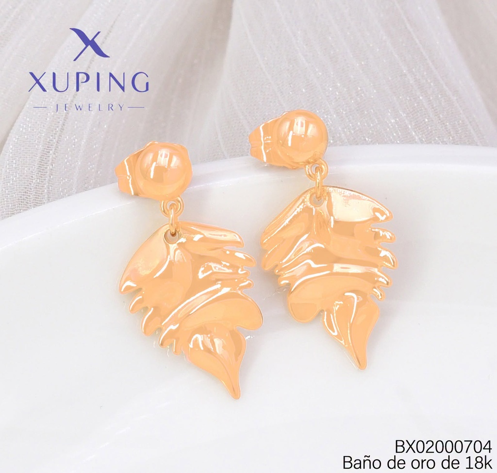 ARETES BAÑO DE ORO 18K XUPING HOJAS (X.JL)