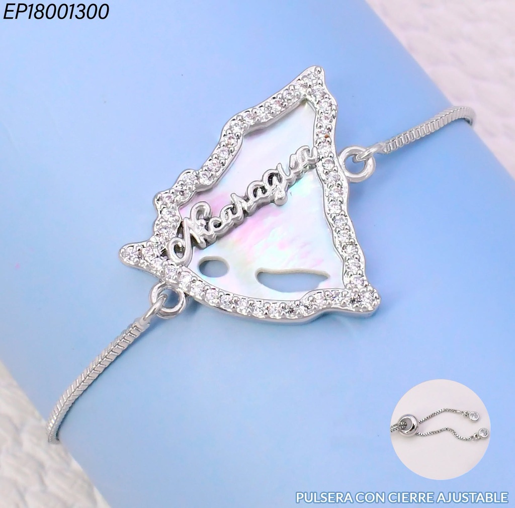 PULSERA CROQUI MAPA "NICARAGUA" PLAT. N6623-841