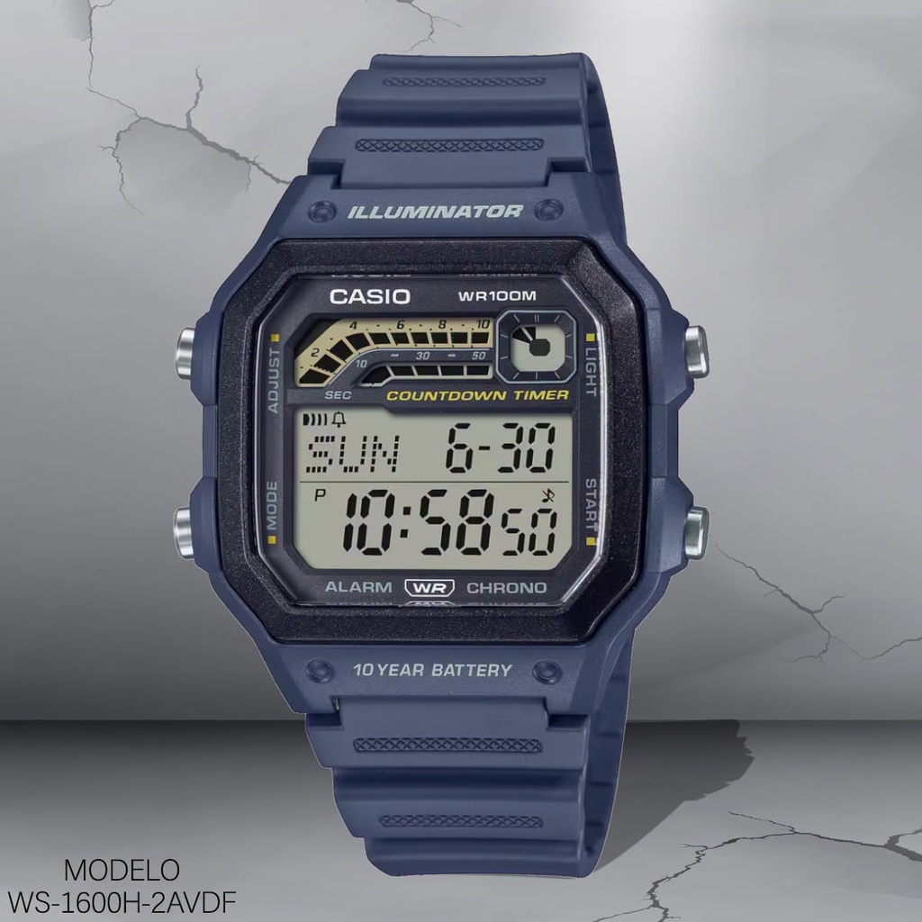RELOJ CASIO DIGITAL CAB. WS-1600H-2AVDF RESINA GRIS