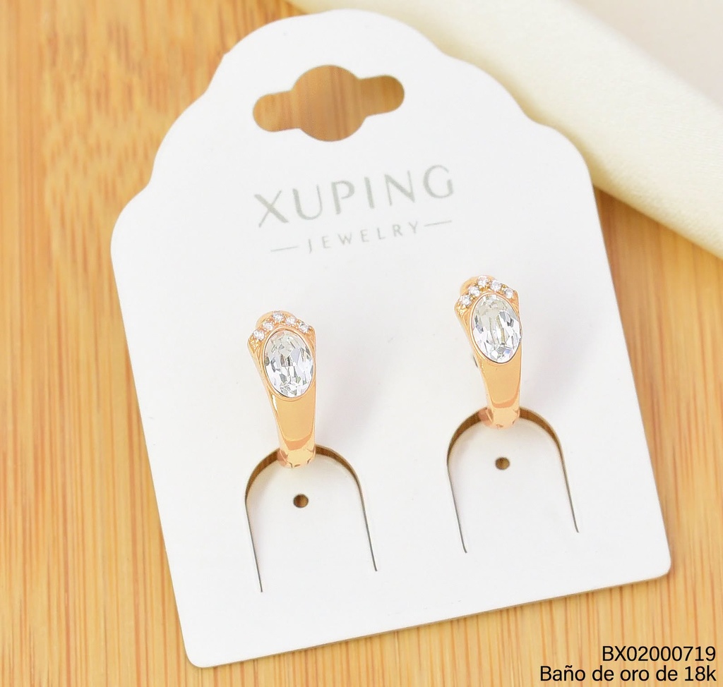 ARETES HUGGIES BAÑO DE ORO 18K OV. ZIRC.  (X.JL)