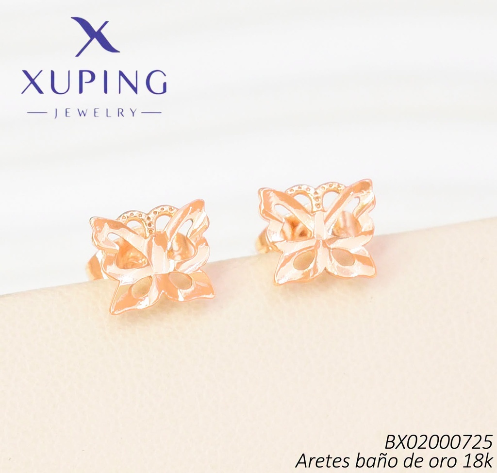 ARETES BAÑO DE ORO 18K XUPING MARIPOSA (X.JL)
