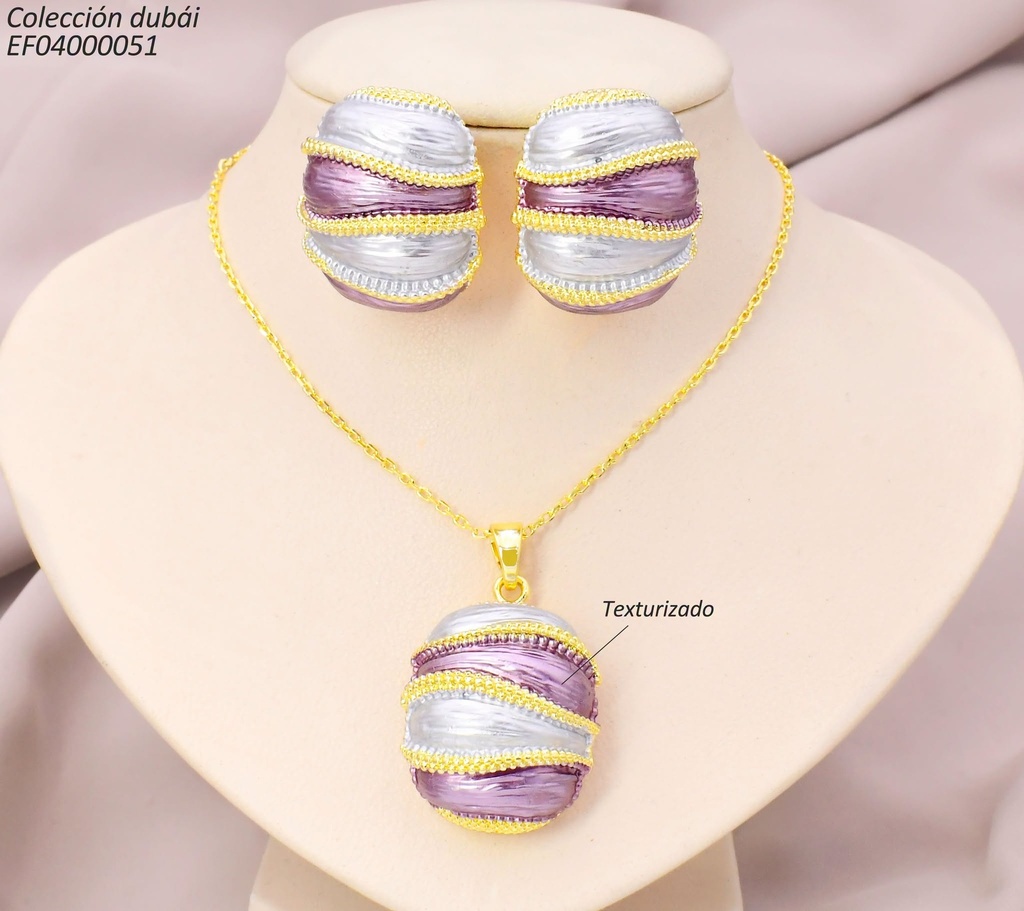 SET DUBAI RECT.PLATEADO C/MORADO/DOR T116615A  FD26442(DUB1)