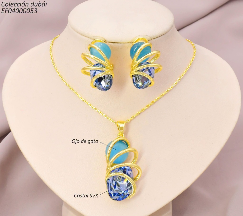 SET DUBAI PIEDRA CELESTE RD/ZIRC.OV 4 AROS T112800A FD26446 (DUB1)