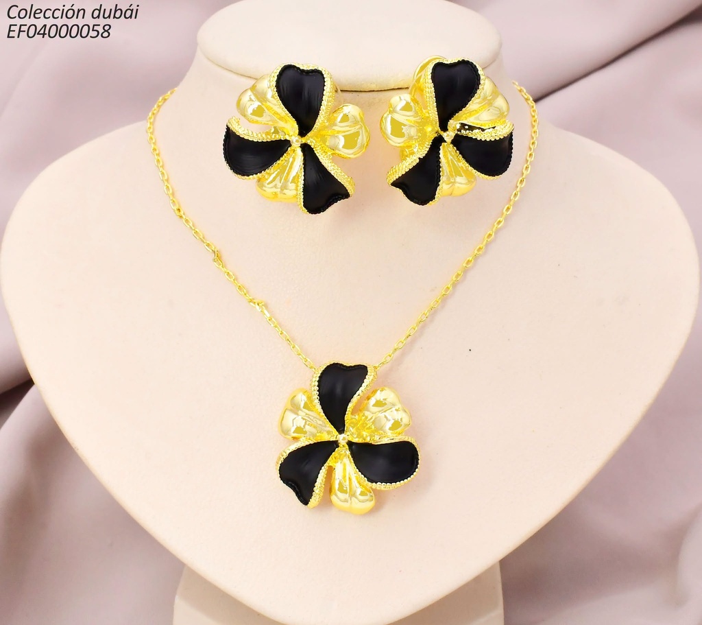 SET DUBAI FLOR GR.DOR.3 PETALOS NEGROS T117799A FD26308(DUB1)