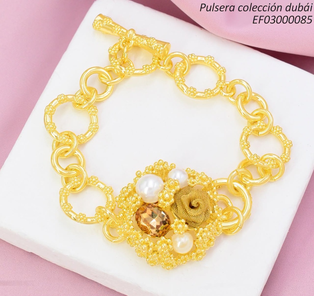 PULSERA DUBAI ESLAB.GR.CENTRO RD.ROSA/ZIRC/PERLA T111483H FD26479 (DUB1)