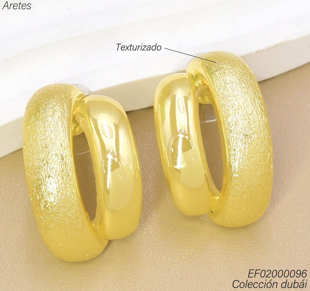 ARETES DUBAI DOBLE CURVA LISA/DIAMANTADAS T114147EE (DUB1)
