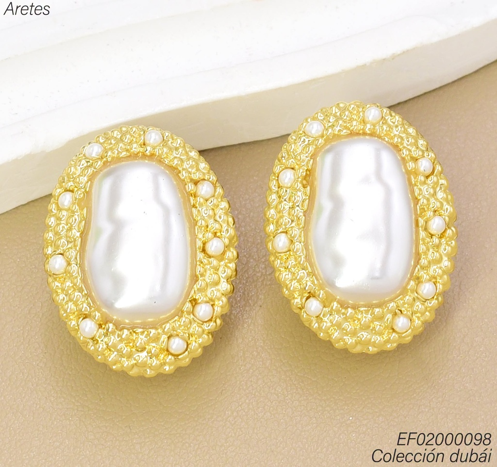 ARETES DUBAI OV.BORDE CORRUGADO C/BLANCO T117627E  (DUB1)