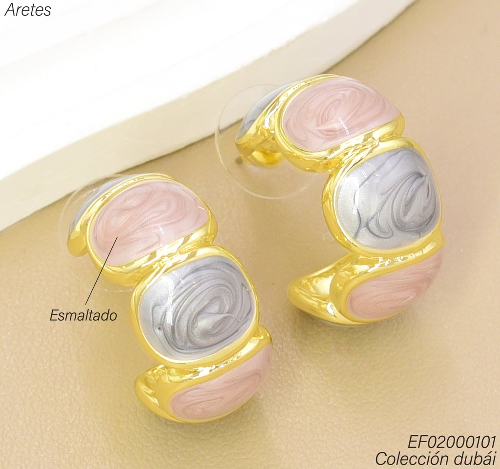 ARETES DUBAI "C" 5 PIEDRAS CD.COL.T115379E  (DUB1)