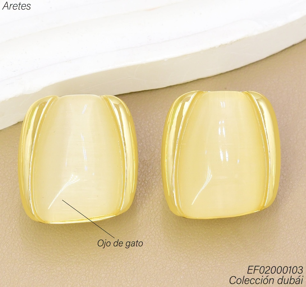 ARETES DUBAI RECT.BLANCO BORDE DOR. T114106E (DUB1)