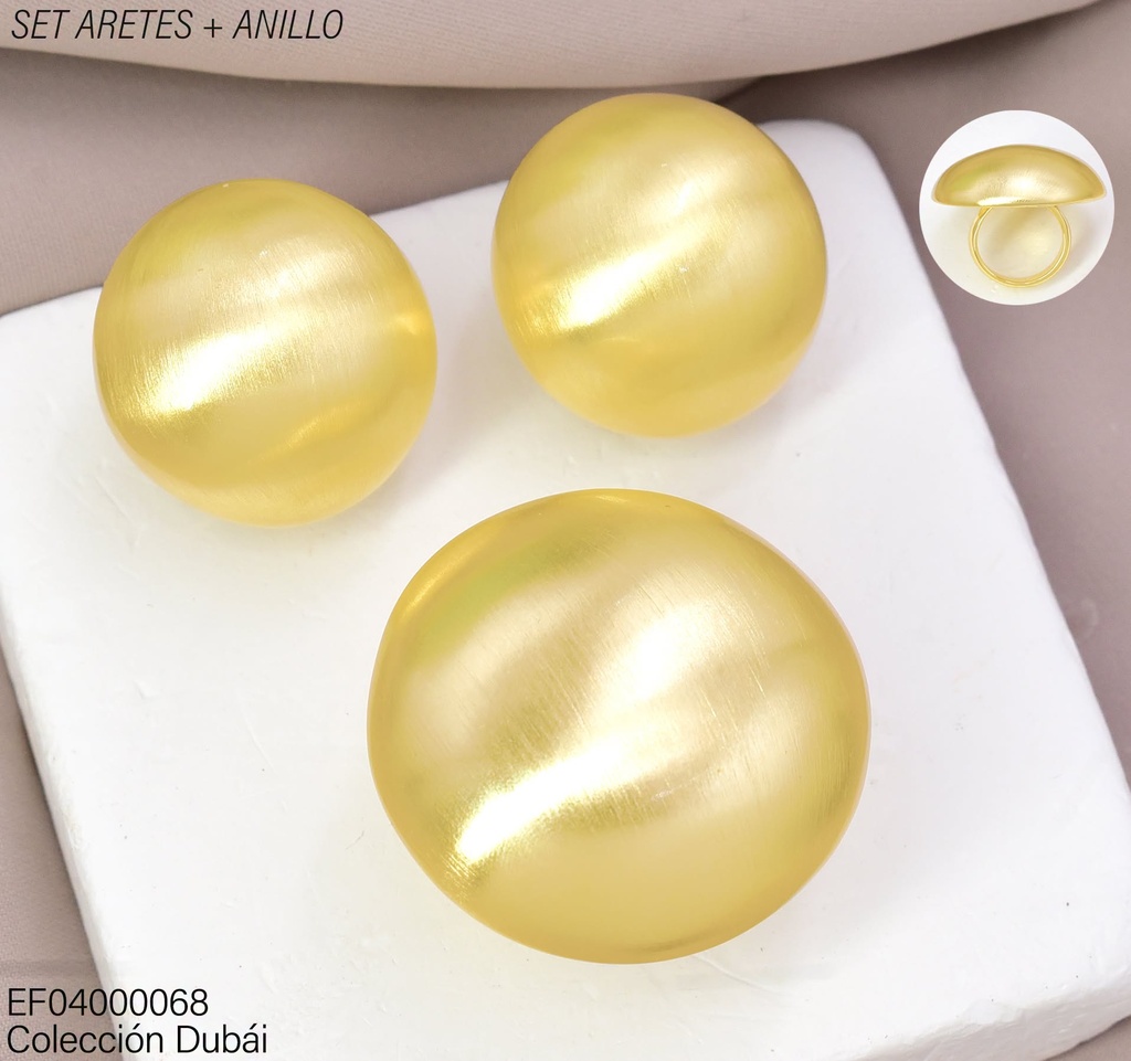 SET DUBAI ARETES/ANILLO RD LISO FD26297 (DUB1)