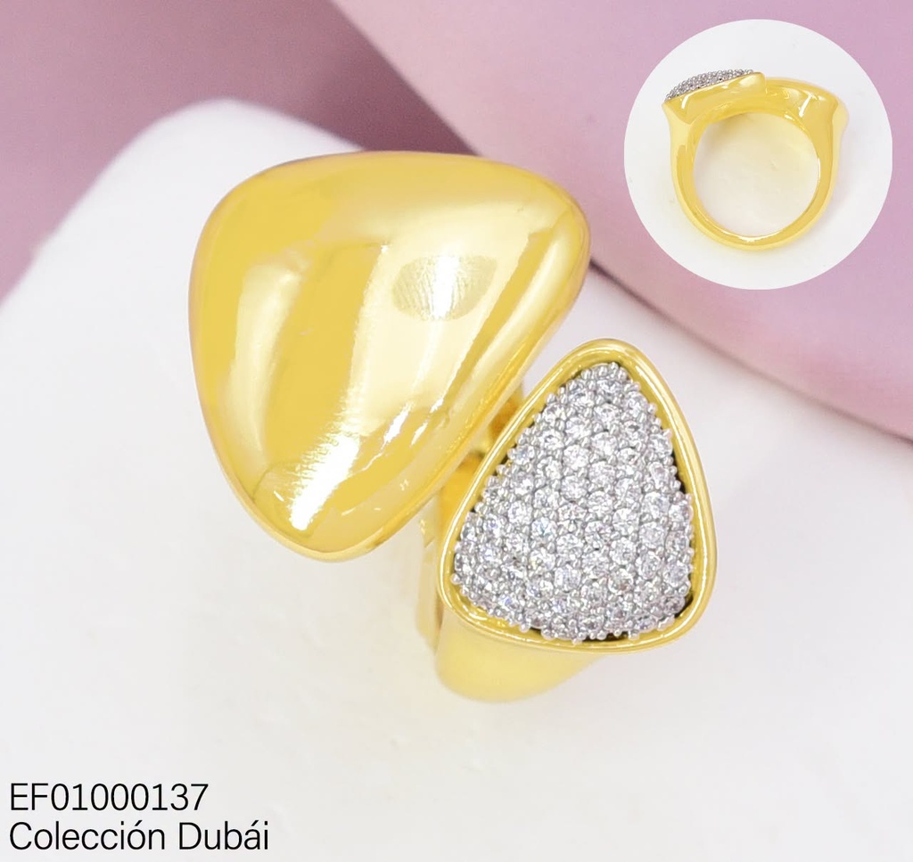 ANILLO DUBAI TRIANGULOS LISO/ZIRC. FD26674 (DUB1)