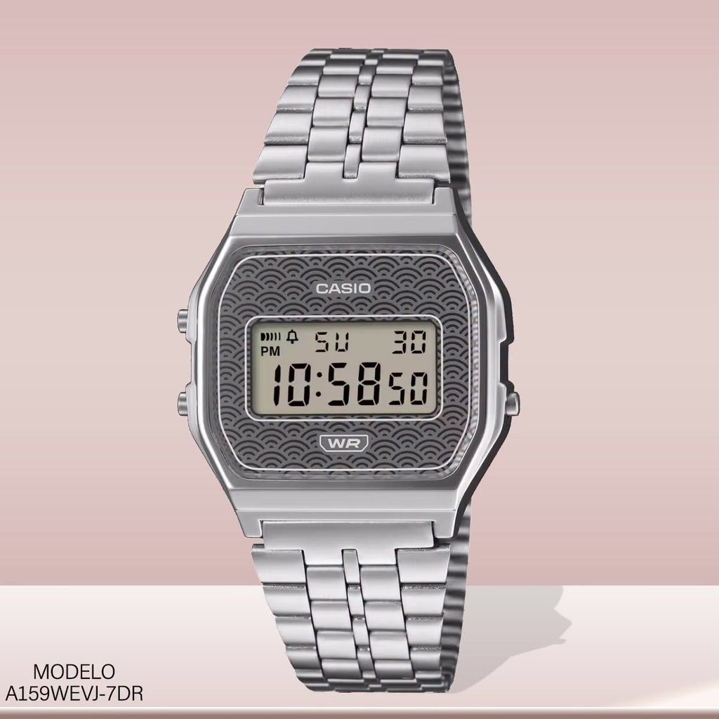 RELOJ CASIO DIGITAL A159WEVJ-7DR METAL PLAT.