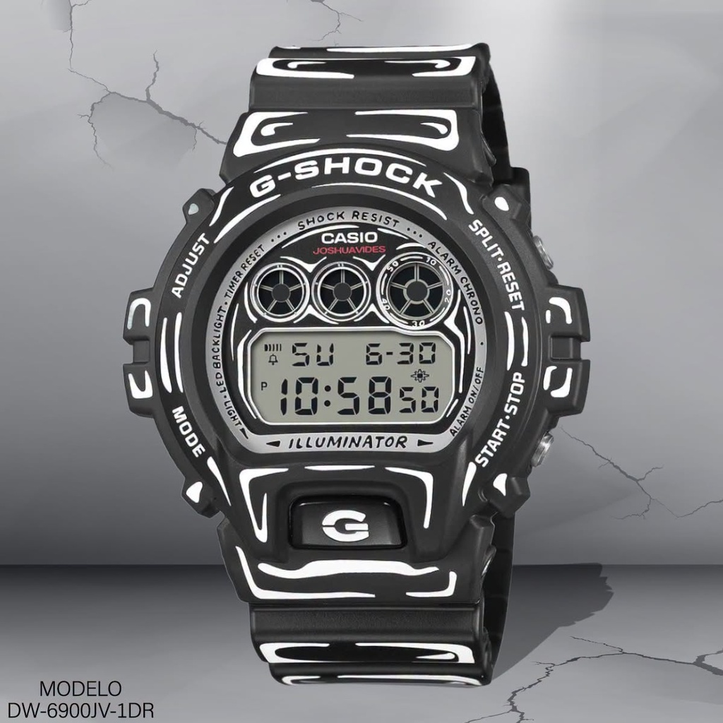 RELOJ CASIO G-SHOCK  DIGITAL DW-6900JV-1DR  SILICON NEGRO C/ BLANCO