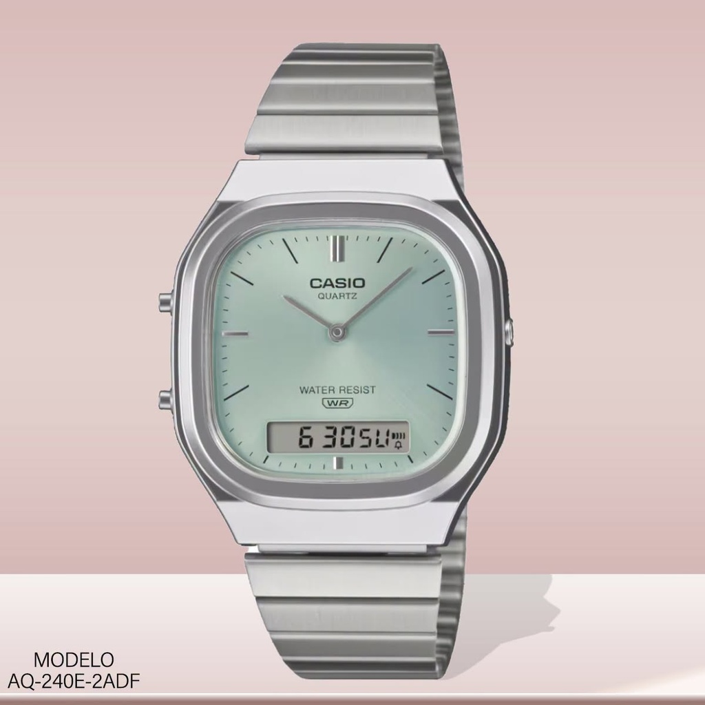 RELOJ CASIO ANALOGO/DIG. AQ-240E-2ADF METAL PLAT.
