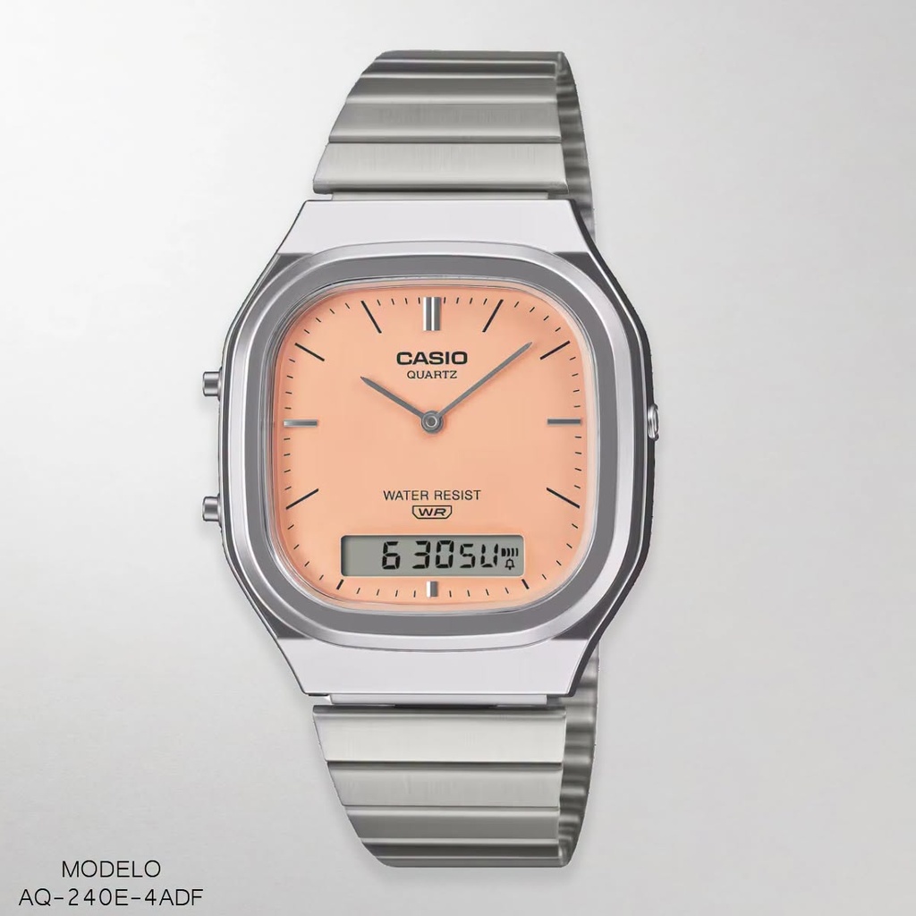 RELOJ CASIO ANA/DIG. CAB.AQ-240E-4ADF METAL PLAT.