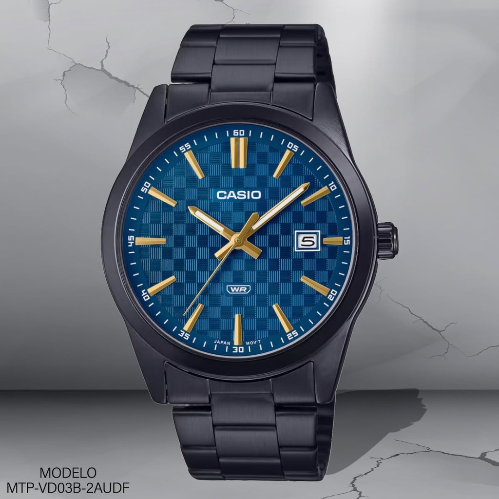 RELOJ CASIO ANALOGO MTP-VD03B-2AUDF METAL NEGRO