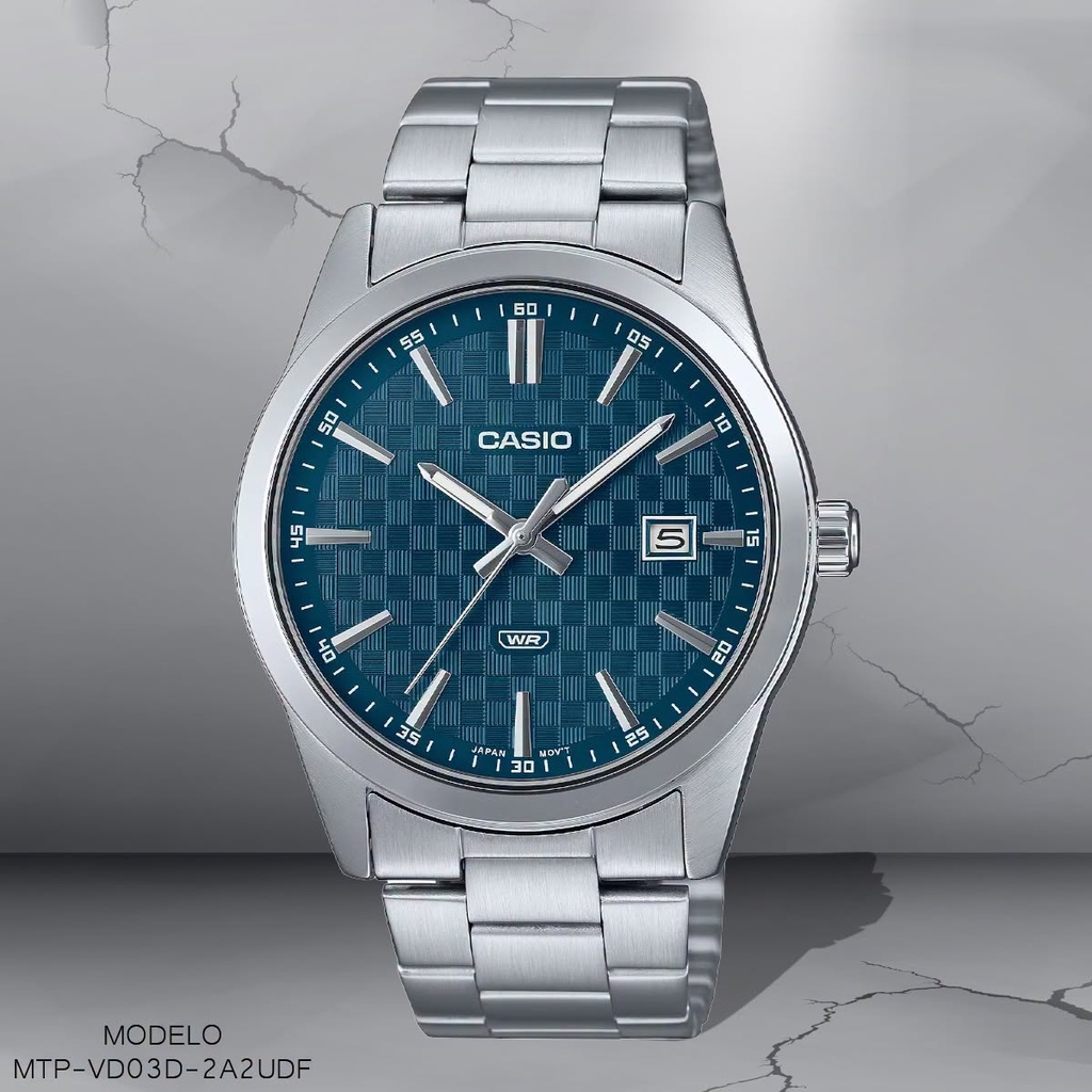 RELOJ CASIO ANALOGO MTP-VD03D-2A2UDF METAL PLAT.