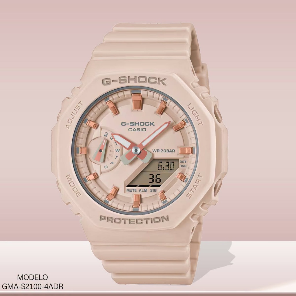 RELOJ CASIO G-SHOCK  ANALOGO/DIG. GMA-S2100-4ADR  SILICON BEIGE