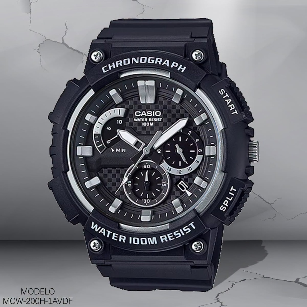 RELOJ CASIO ANALOGO MCW-200H-1AVDF RESINA NEGRA