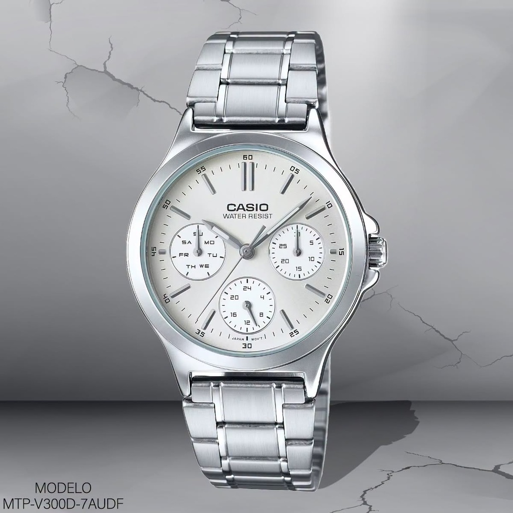 RELOJ CASIO ANALOGO MTP-V300D-7AUDF METAL PLAT.