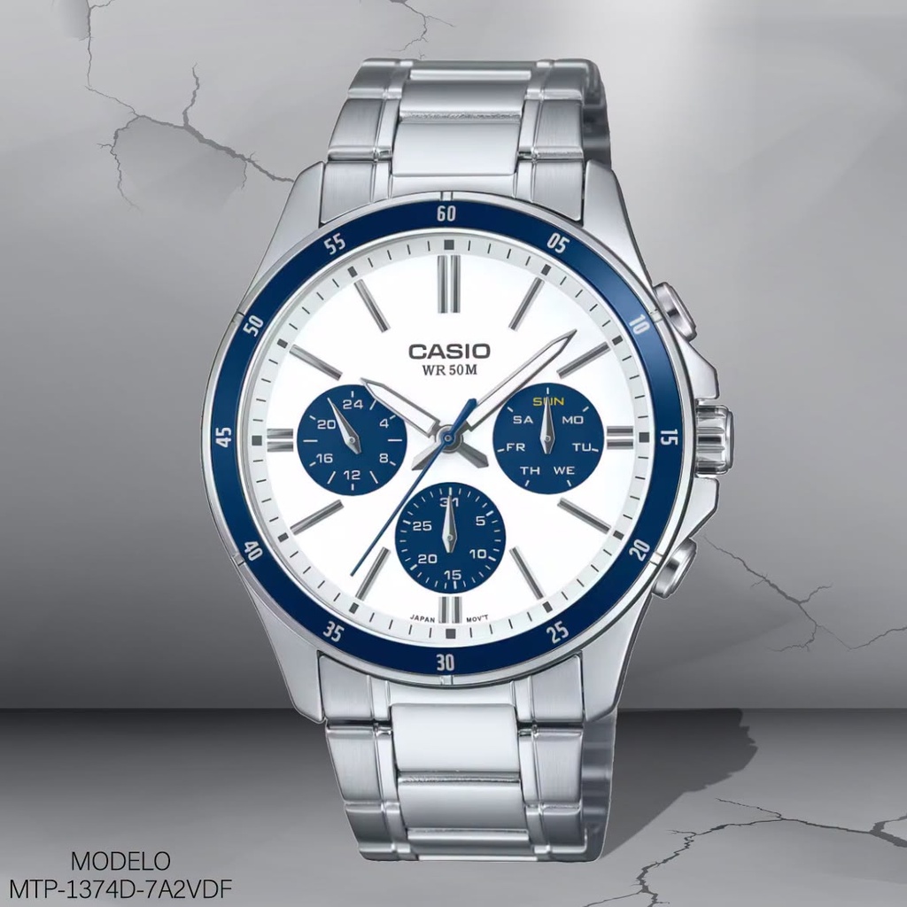 RELOJ CASIO ANALOGO MTP-1374D-7A2VDF METAL PLAT.