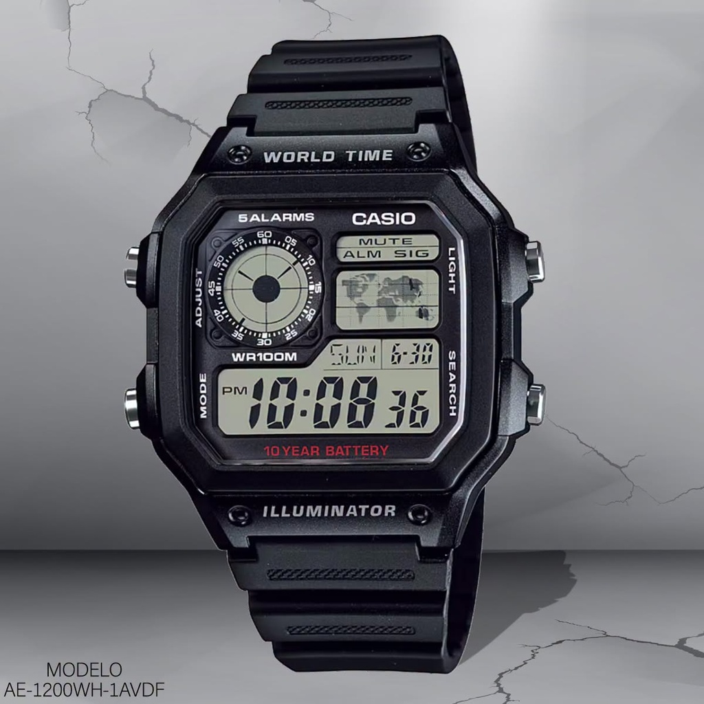 RELOJ CASIO DIGITAL CAB. AE-1200WH-1AVDF RESINA NEGRA