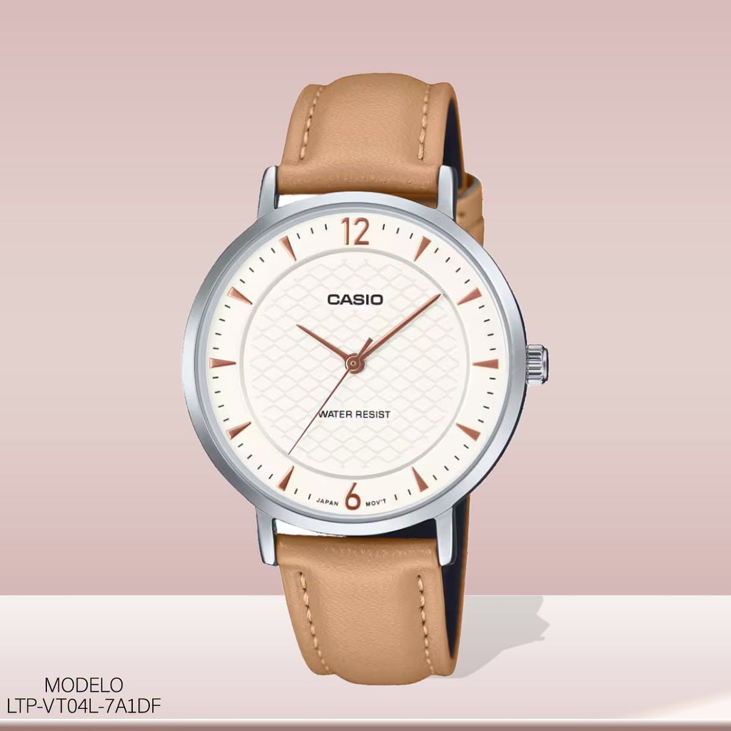 RELOJ CASIO ANALOGO DAM.LTP-VT04L-7A1DF CUERO BEIGE