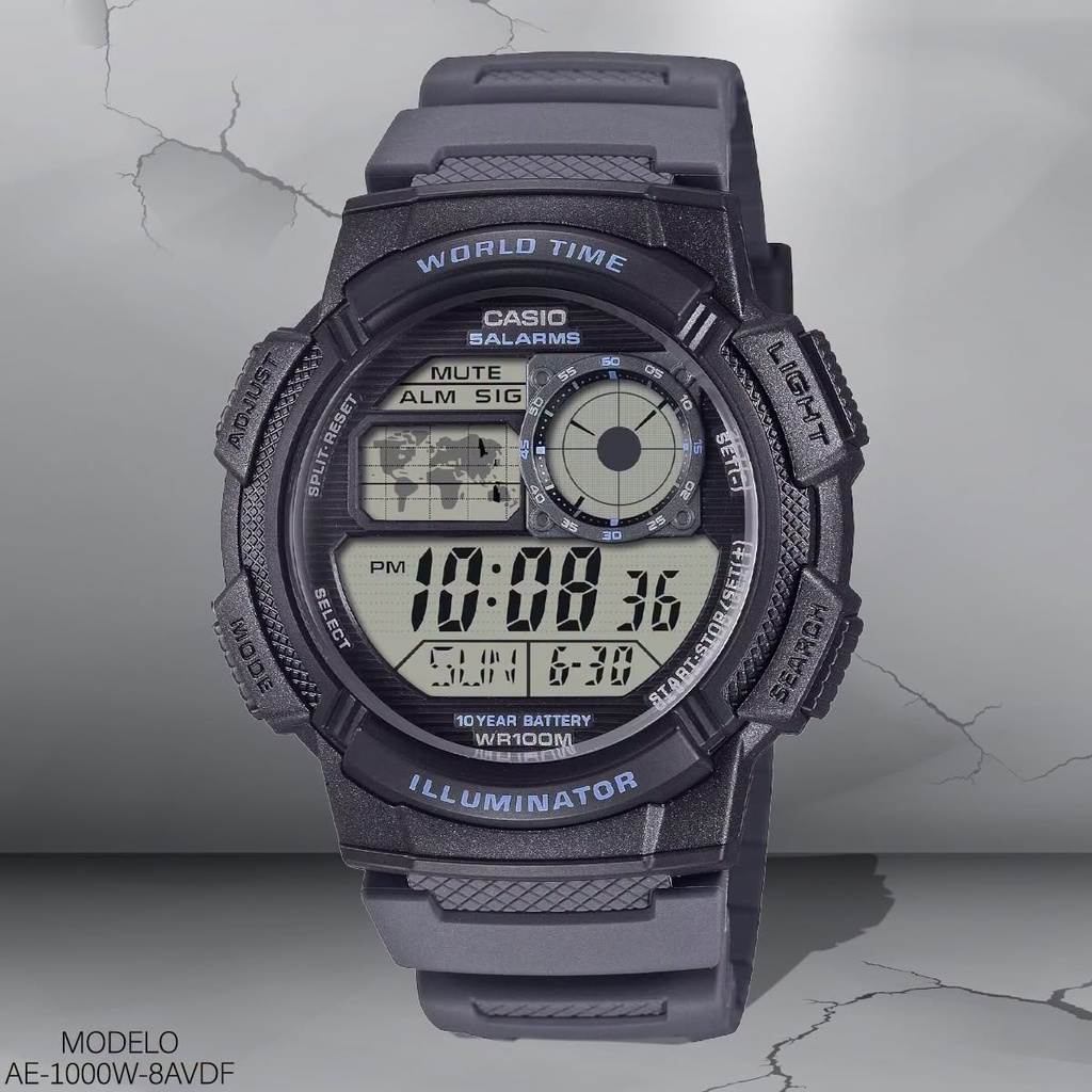 RELOJ CASIO DIGITAL CAB. AE-1000W-8AVDF RESINA GRIS