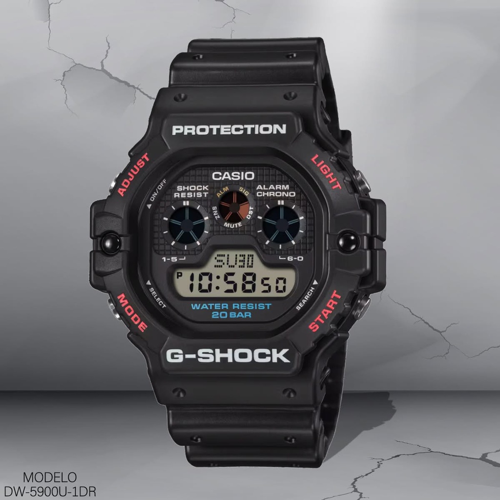 RELOOJ CASIO G-SHOCK DIGITAL CAB. DW-5900U-1DR RESINA NEGRA