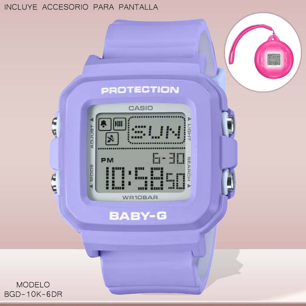 RELOJ CASIO BABY-G DIGITAL DAM.BGD-10K-6DR RESINA LILA