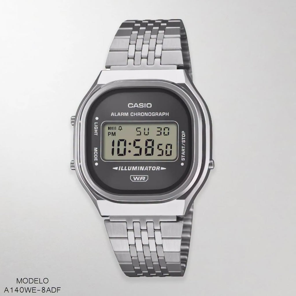 RELOJ CASIO DIGITAL DAM.A140WE-8ADF METAL PLAT.