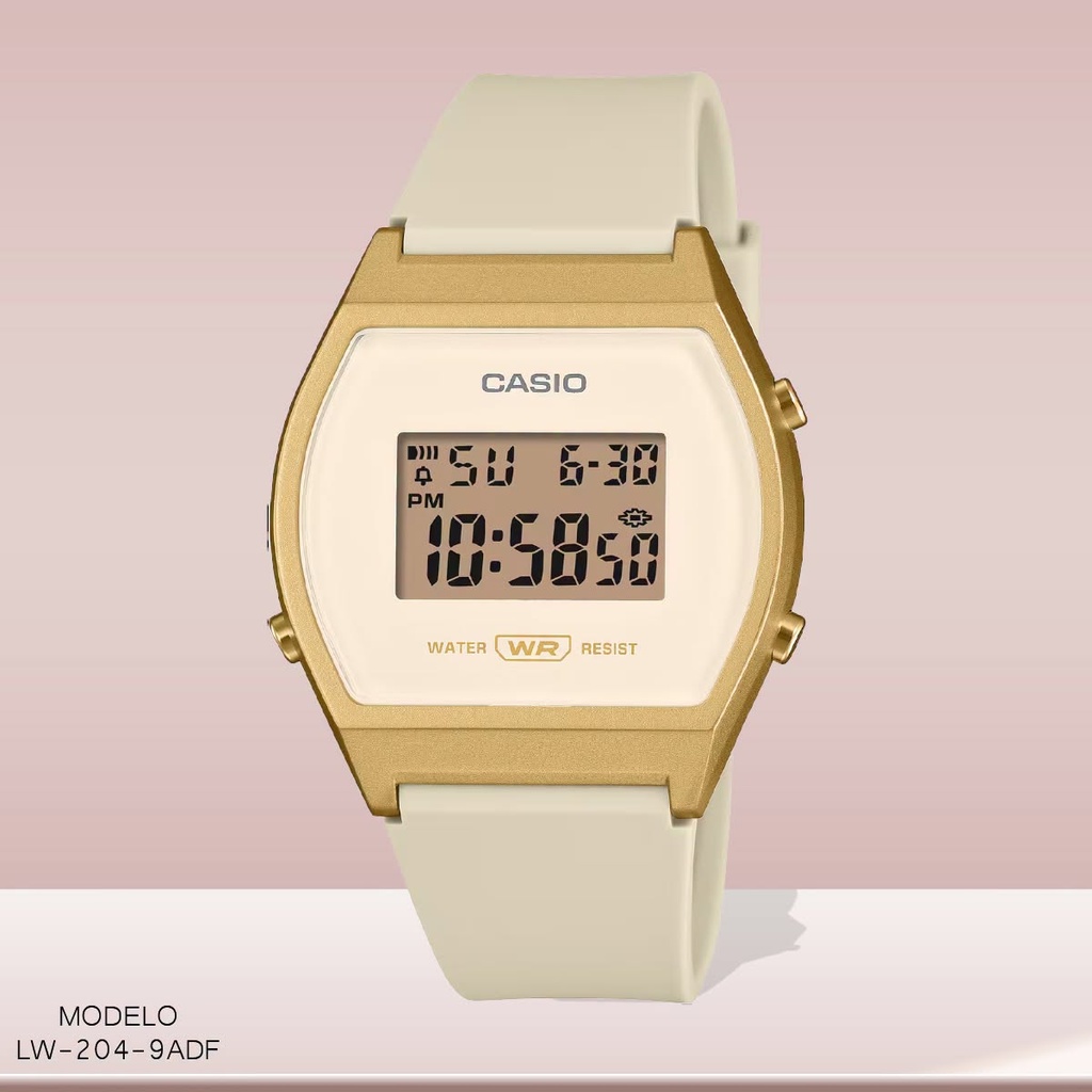 RELOJ CASIO DIGITAL DAM.LW-204-9ADF RESINA BLANCA