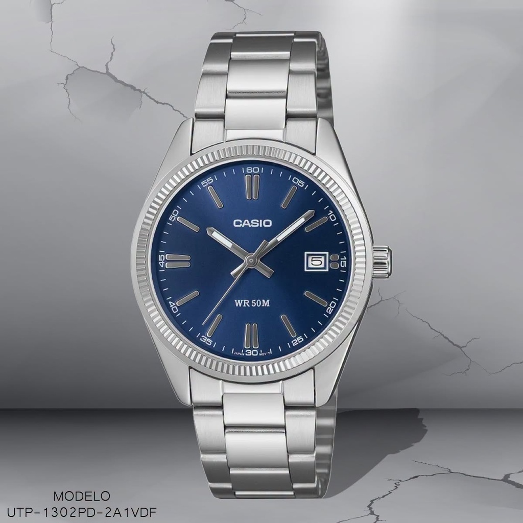 RELOJ CASIO ANALOOGO UNI. UTP-1302PD-2A1VDF METAL PLAT.