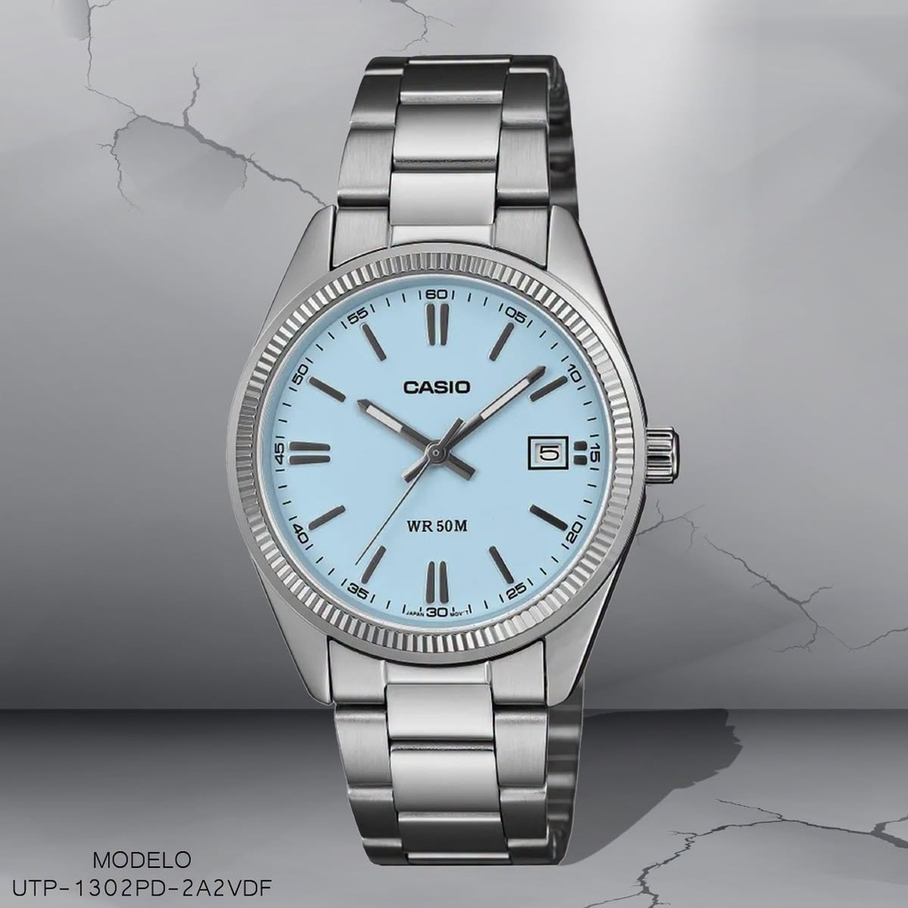 RELOJ CASIO ANALOGO UNI. UTP-1302PD-2A2VDF METAL PLAT.