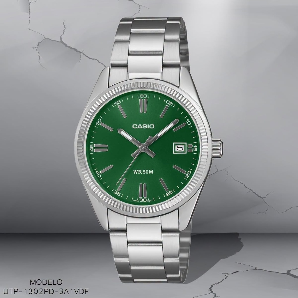 RELOJ CASIO ANALOGO UNI. UTP-1302PD-3A1VDF METAL PLAT.